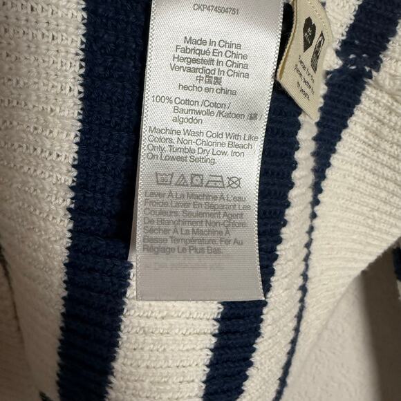 Madewell V-Neck Button-Front Ivory Striped Oversized Cardigan Sweater Size Small - Picture 10 of 10